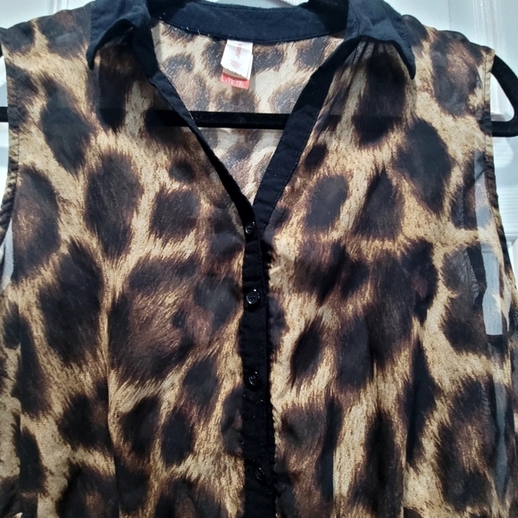 No Boundaries XL Leopard Print Kimono Coverup Sheer Beach Buttonup - Picture 3 of 7